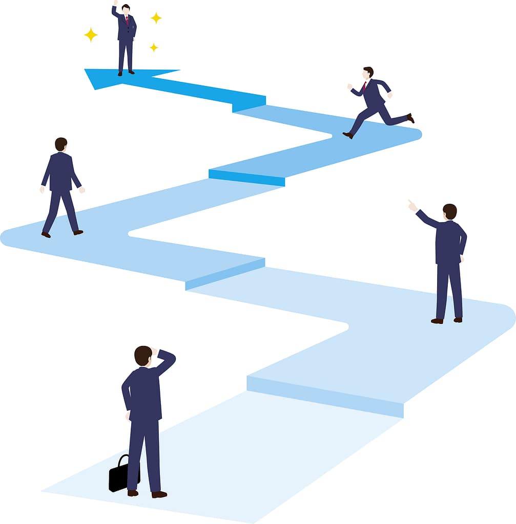 ステップアップの様子を現したイラスト